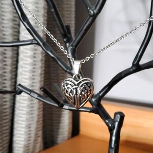 Celtic heart necklace silver tone
